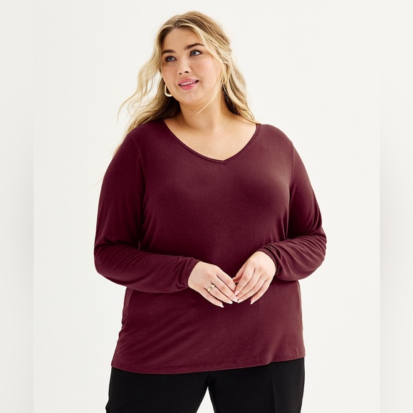 V-Neck Long Sleeve Tee - Picture 2 of 6